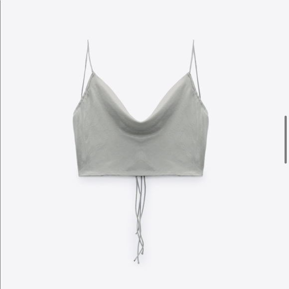 Grey crop top worn strappy backless detail. Matching set also available - Picture 6 of 9